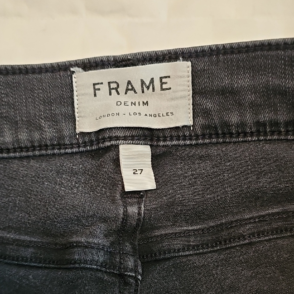Frame Denim Black Le Nouveau Straight Ankle Jeans Womens 27 Stretchy High Rise - Picture 7 of 9